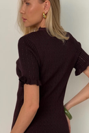 Robe Shakira – Robe Midi Femme en Maille à Boutons Dorés | Maison Vera