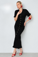 Robe Shakira – Robe Midi Femme en Maille à Boutons Dorés | Maison Vera