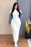 Robe en laine à manches jeans – Maison Vera