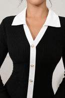 Robe Pull Femme Chic à Boutons – Robe Tricot Col Chemise | Maison Vera