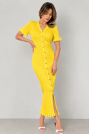 Robe Shakira – Robe Midi Femme en Maille à Boutons Dorés | Maison Vera