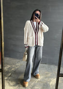 Look femme cardigan en maille écru Maison Vera