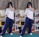 Ensemble sport femme blanc et bleu marine Maison Vera