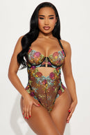 Body brodé Yours Truly – Noir multicolore
