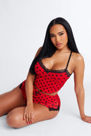 Pyjama caraco et short Say You Love Me – Rouge et noir