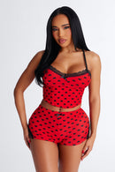 Pyjama caraco et short Say You Love Me – Rouge et noir – Vue 2