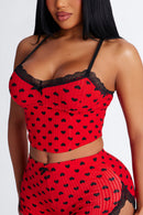 Pyjama caraco et short Say You Love Me – Rouge et noir – Vue 3