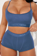 Ensemble caraco et boxer FN Mood – Bleu ardoise – Vue 2