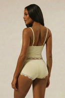 Ensemble caraco et boxer bordure dentelle MUSERA – Jaune – Vue 2