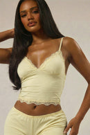 Ensemble caraco et boxer bordure dentelle MUSERA – Jaune – Vue 3
