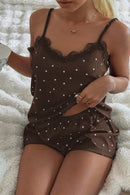 Pyjama caraco et short Tulorae – Marron – Vue 3