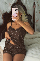 Pyjama caraco et short Tulorae – Marron – Vue 4