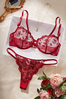 Ensemble lingerie brodé Esselle 2 pièces – Bordeaux