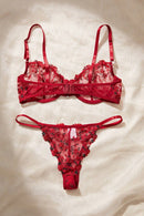 Ensemble lingerie brodé Esselle 2 pièces – Bordeaux – Vue 2