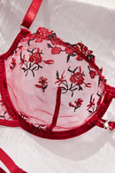 Ensemble lingerie brodé Esselle 2 pièces – Bordeaux – Vue 3