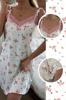 Nuisette côtelée et dentelle CottageSlumber – Blanc – Vue 2