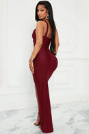 Robe longue moulante bordeaux On Scene – Maison Vera – Vue 3