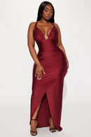 Robe longue moulante bordeaux On Scene – Maison Vera – Vue 4