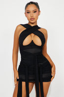Robe moulante noire courte Tied To You – Maison Vera – photo 2